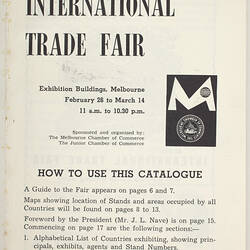Book - International Trade Fair Catalogue, Melbourne 1959