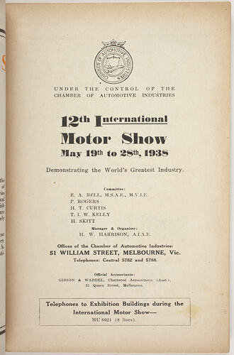 Catalogue - International Motor Show 1938