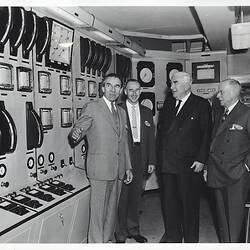 Photograph - Kodak Australasia Pty Ltd, Prime Minister Robert Menzies, Dr Albert Chapman, Henry Foote & Stuart Sanderson at the Official Opening of the Kodak Factory, Coburg, 1961