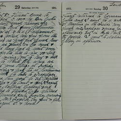 Handwritten entries in a diary.
