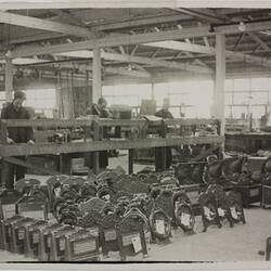 Photograph - Hecla Electrics Pty Ltd, Factory with Rows of Heaters in Foreground, circa 1920s