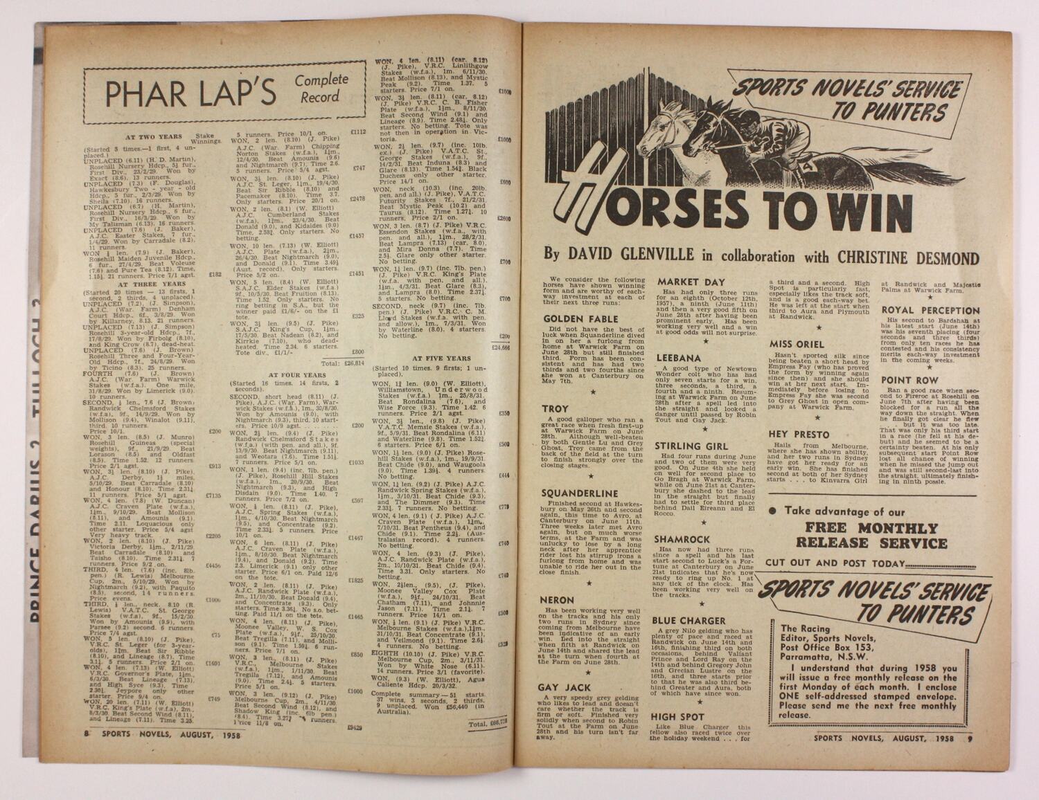 Magazine Sports Novels, August 1958