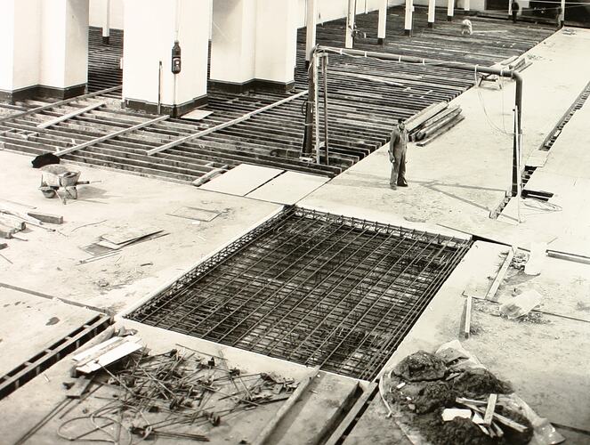 Photograph - Programme '84, Timber Floor Replacement in the Great Hall, Royal Exhibition Buildings, 17 Sep 1984