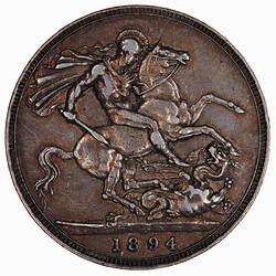 Coin - Crown, Queen Victoria, Great Britain, 1894 (Reverse)