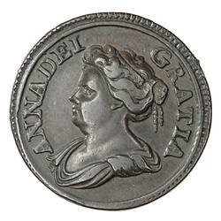 Coin - Farthing, Queen Anne, England, Great Britain, 1714 (Obverse)