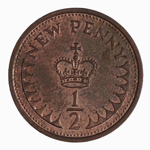 Coin - 1/2 New Penny, Elizabeth II, Great Britain, 1974 (Reverse)
