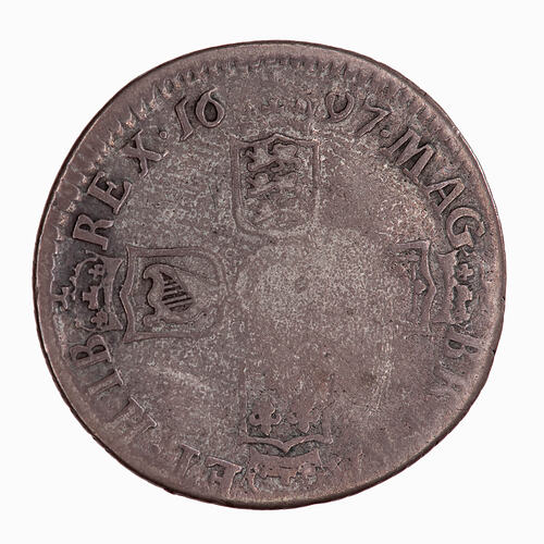 Coin - Sixpence, William III, Great Britain, 1697 (Reverse)