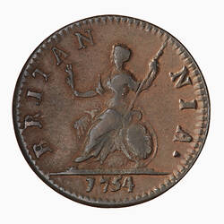 Coin - Farthing, George II, Great Britain, 1754