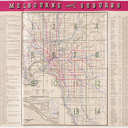 Map - Melbourne & Suburbs, Victorian Railways Commissioners, 1954