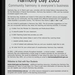 Poster - Harmony Day, Department of Immigration, Multicultural and Indigenous Affairs