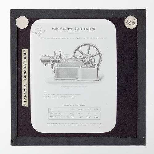 Lantern Slide - Tangyes Ltd, Gas Engine Description, circa 1910