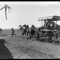 Chance and wagon leaving Oodnadatta, Central Australia