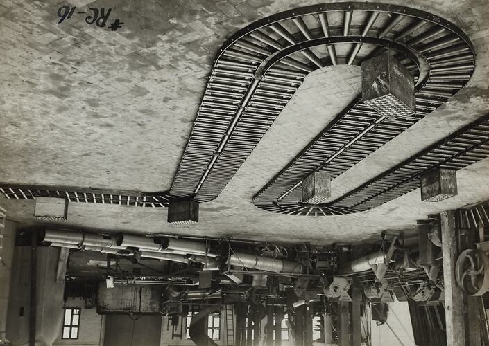 Photograph - Schumacher Mill Furnishing Works, Conveyor in Factory, Port Melbourne, Victoria, circa 1930s