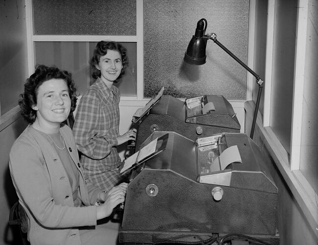 Teletype Operators Glass Negative - State Electricity Commission, Melbourne, Victoria, Oct ...