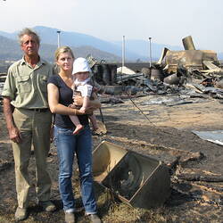 Digital Photograph - Destroyed Farm Sheds, Black Saturday Bushfires Aftermath, Rosewhite, Victoria, 11 Feb 2009