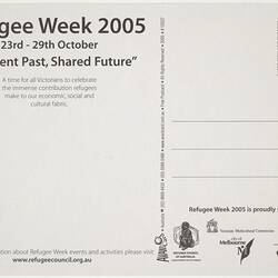 Postcard - 'Different Past, Shared Future', Refugee Week 23-29 Oct 2005
