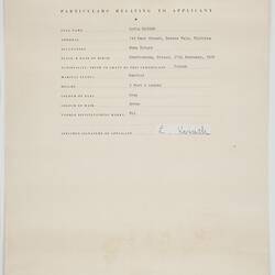 Naturalization Certificate - Issued to Zofia Kozuch, Commonwealth of Australia, 19 Oct 1961
