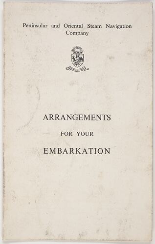 Leaflet - Arrangements for Your Embarkation, P&O Line, 1956