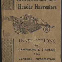 Instruction Book - H.V. McKay Massey Harris, Sunshine, H.S.T, Header Harvester, 1946
