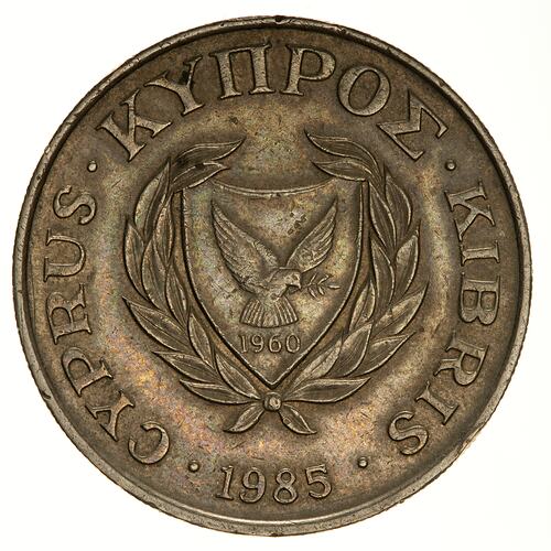 Coin - 10 Cents, Cyprus, 1985