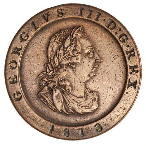 Coin - 1/2 Penny, Isle of Man, 1813