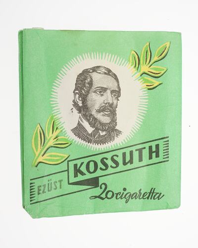 Green package for Kossuth cigarettes.