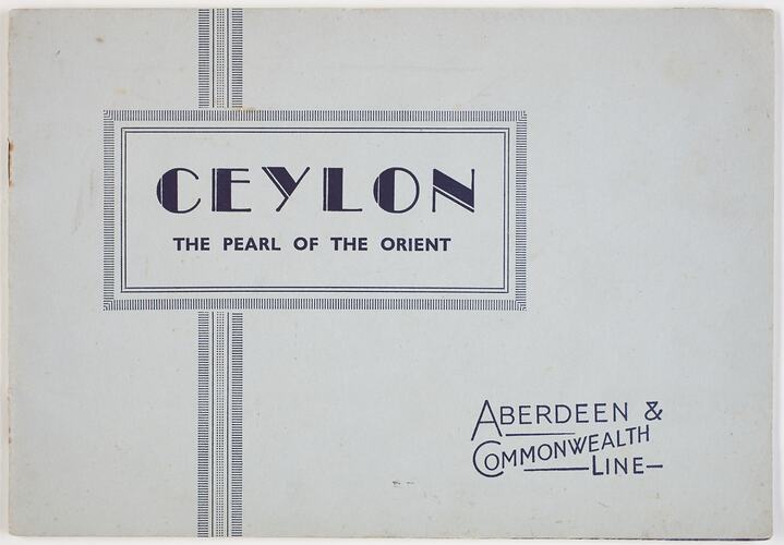 Front cover of pale grey booklet. Blue printing.