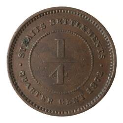 Coin - 1/4 Cent, Straits Settlements, 1872