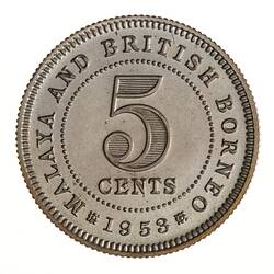 Proof Coin - 5 Cents, Malaya & British Borneo, 1953