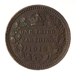 Coin - 1/3 Farthing, Malta, 1913