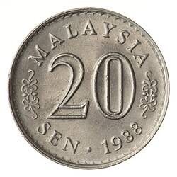 Coin - 20 Sen, Malaysia, 1988