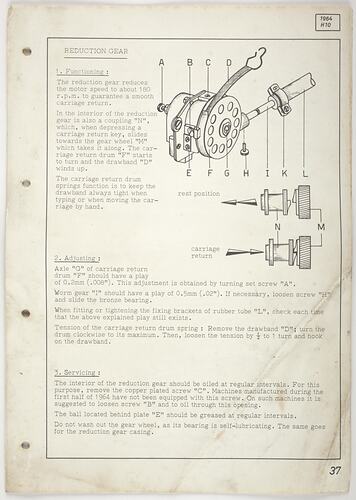 Manual - Friden, Flexowriter, Adjustments, 1955-1964