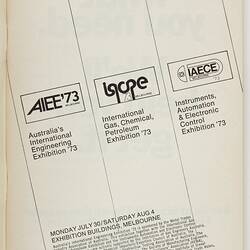 Catalogue - AIEE '73, Melbourne, Jul-Aug 1973