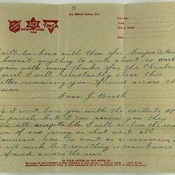 Letter & Envelope - Ivan Bosel, to Margaret Malval, Thank You for the Christmas Hamper, 21 Dec 1943