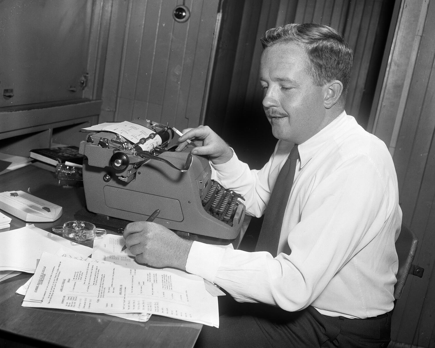 Negative Man with Typewriter, Melbourne, Victoria, 1956