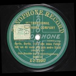 Disc Recording - International Zonophone, 'Mit dem Zippel, Mit dem Zappel, Mit dem Zeppelin', Otto Reutter