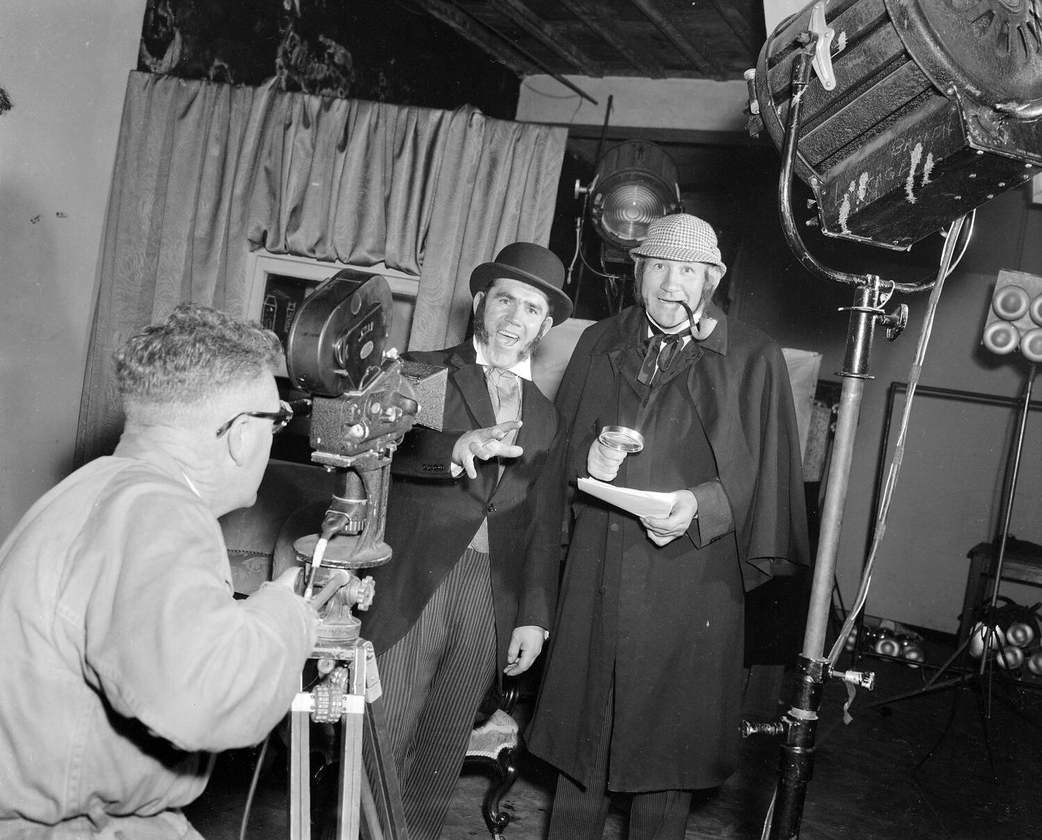 Negative - Lou Richards & Jack Dyer on a Film Set, Melbourne, Victoria ...