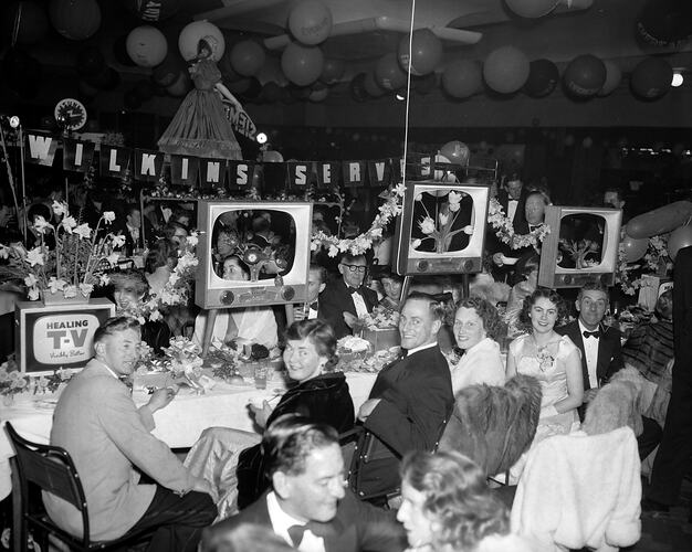 Men and Women Dining at a Ball, Town Hall, St Kilda, Victoria, Sep 1957