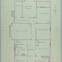 Floor Plan - Church Migrant House, 371 Wattletree Road, East Malvern, Victoria, circa 1960