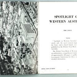 Booklet - 'Spotlight On Western Australia', Perth, Western Australia, 1961