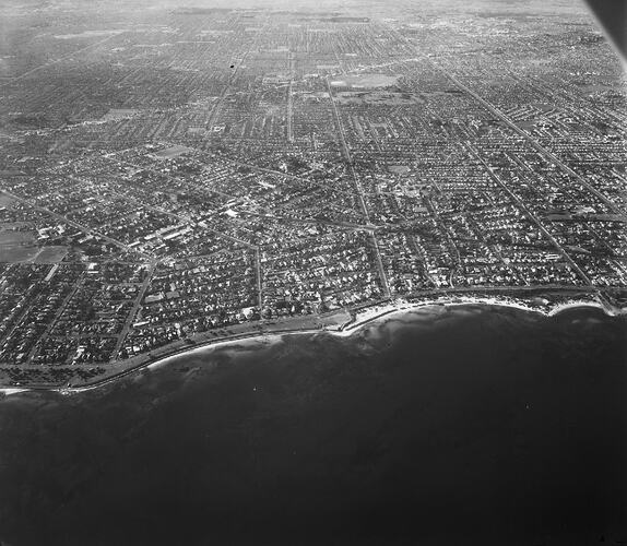 Negative - Aerial View of Brighton, Victoria, 1968