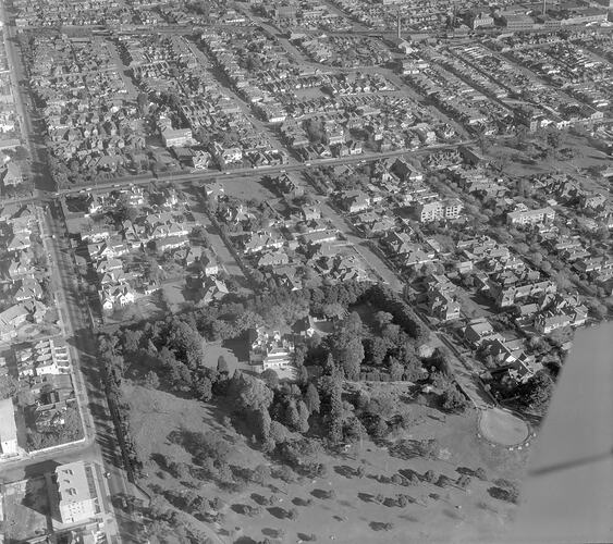 Negative - Aerial View of Como House & Garden, South Yarra, Victoria, 02 Jun 1958
