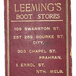 Wallet - Leeming's Boot Stores, circa 1900