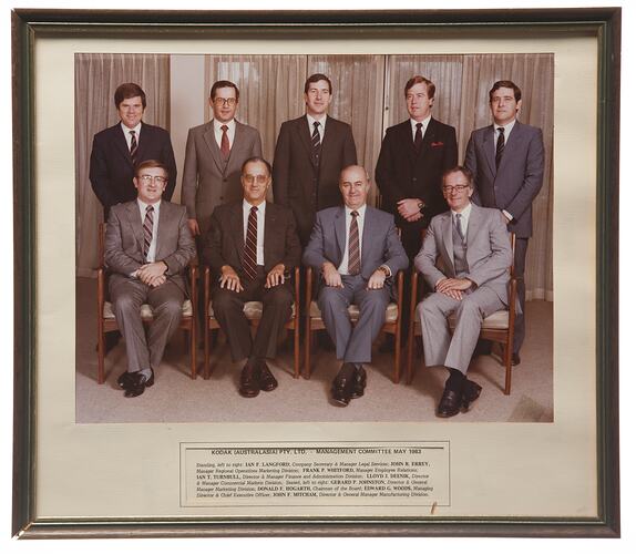 Kodak (Australasia) Pty Ltd, Management Committee, May 1983, framed