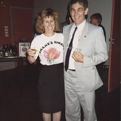 Photograph - Kodak Australasia Pty Ltd, Shane Allan & Penelope Lowry at 25 Year Service Celebration, Coburg, 1990