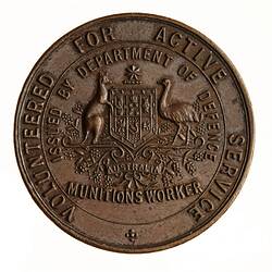WWI Badge - Munitions Worker, Australia, 1914-1919