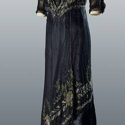 Dress - Black Beaded Net, Federation, 1901