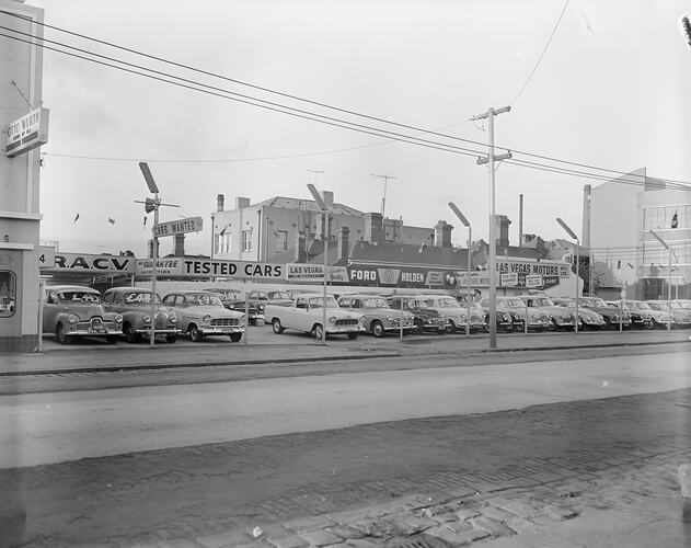 Royal Automobile Club of Victoria, View of Las Vegas Motors, Victoria, 07 Sep 1959