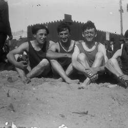 Four Young Men on Beach, circa 1920-1930