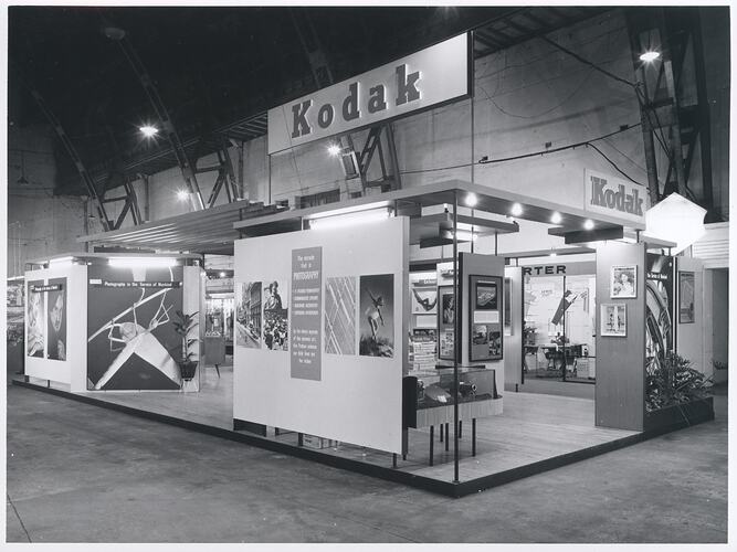 Corner of photographic product exhibition stand.